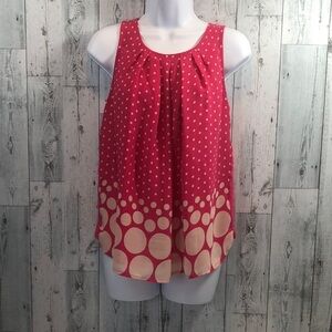 ELLE Pink/Cream Polka Dot Tie Bow Top Medium